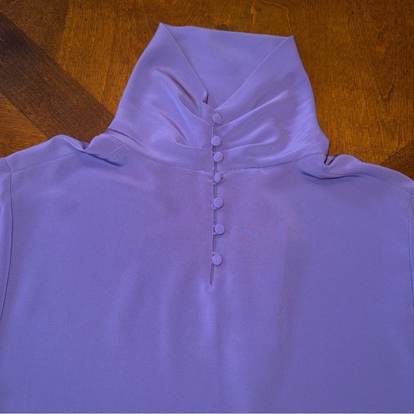 NWT Vintage Dalton Sport Purple Polyester Button Back Turtleneck Blouse Size 14 - Picture 6 of 10